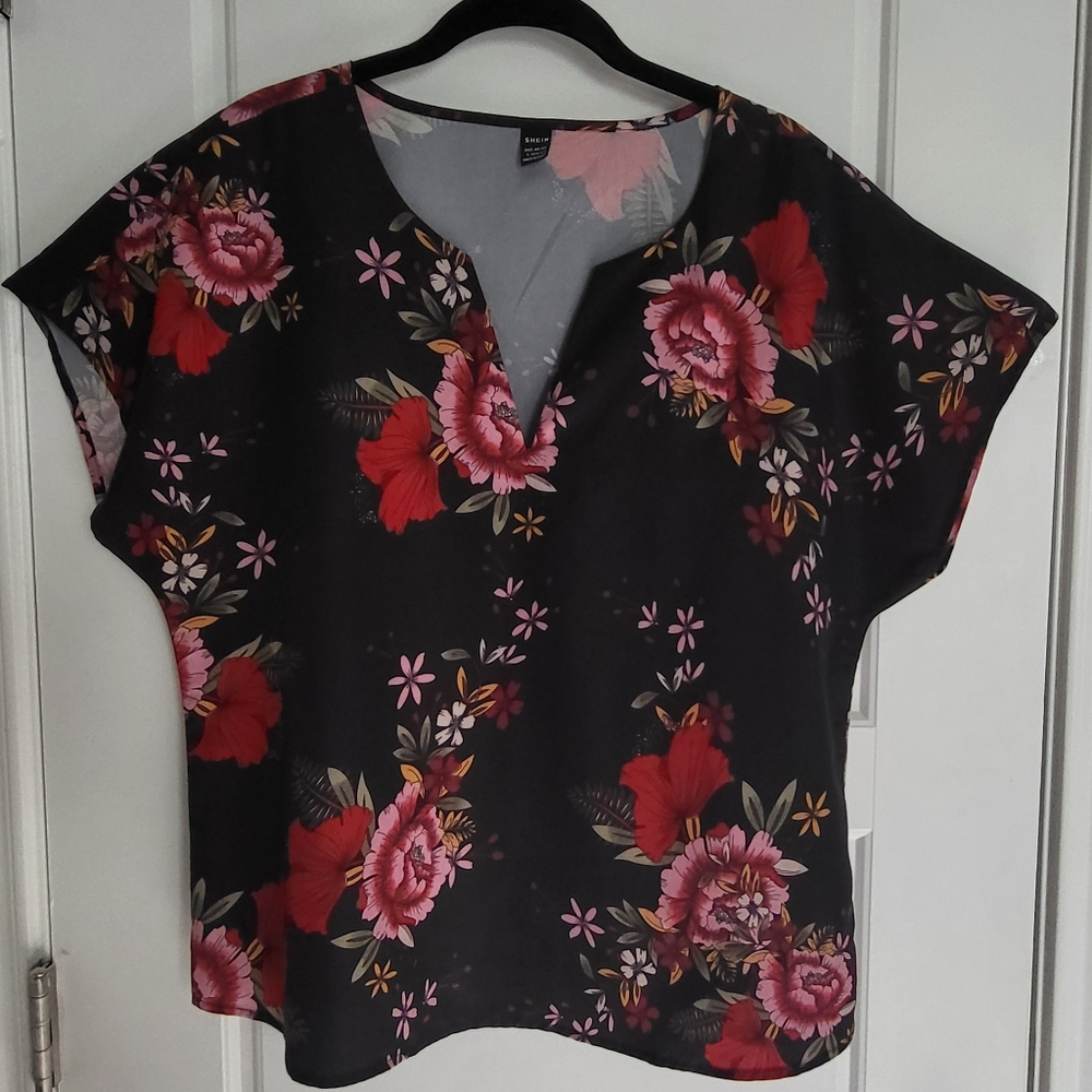 Floral Black Top